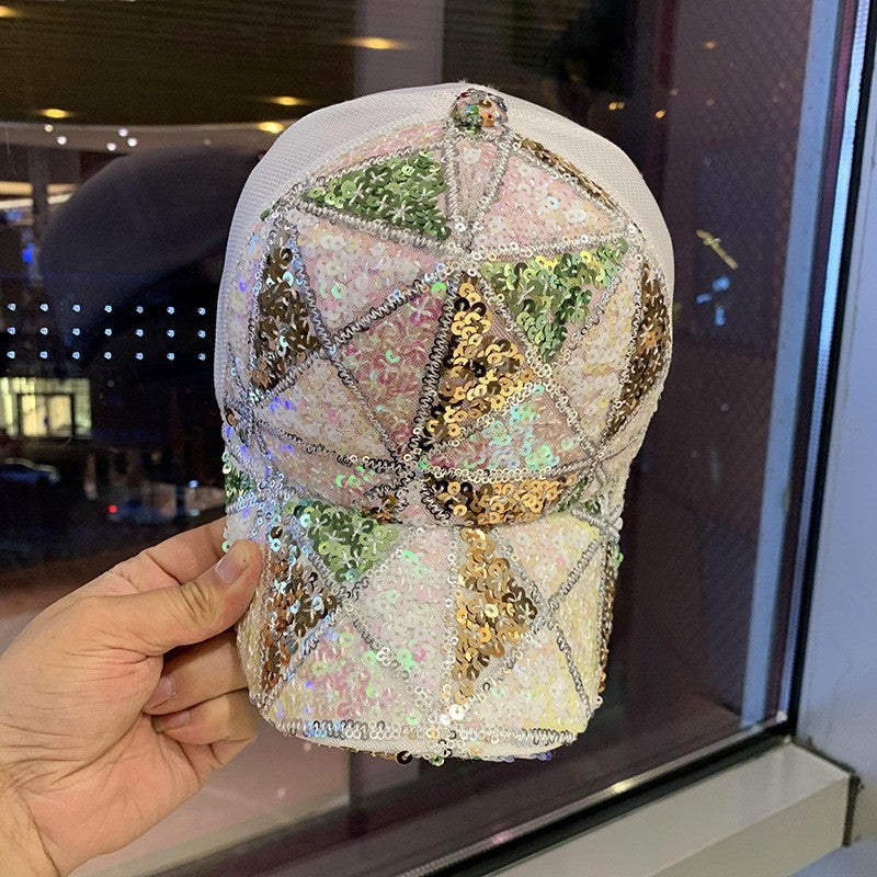Wholesale Summer mesh sequin hat women's breathable sun hat travel fashion all-match baseball cap